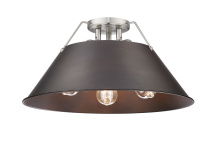 Golden 3306-3FM PW-RBZ - Yep by Golden Lighting Orwell 3-light Flush Mount in Pewter and Rubbed Bronze shade